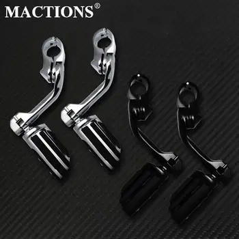 

32mm 1.25" Long Angled Foot Pegs Rest Mount Engine Guards Pegs For Harley Sportster XL 883 Dyna Street Bob FXDB Touring FLHR