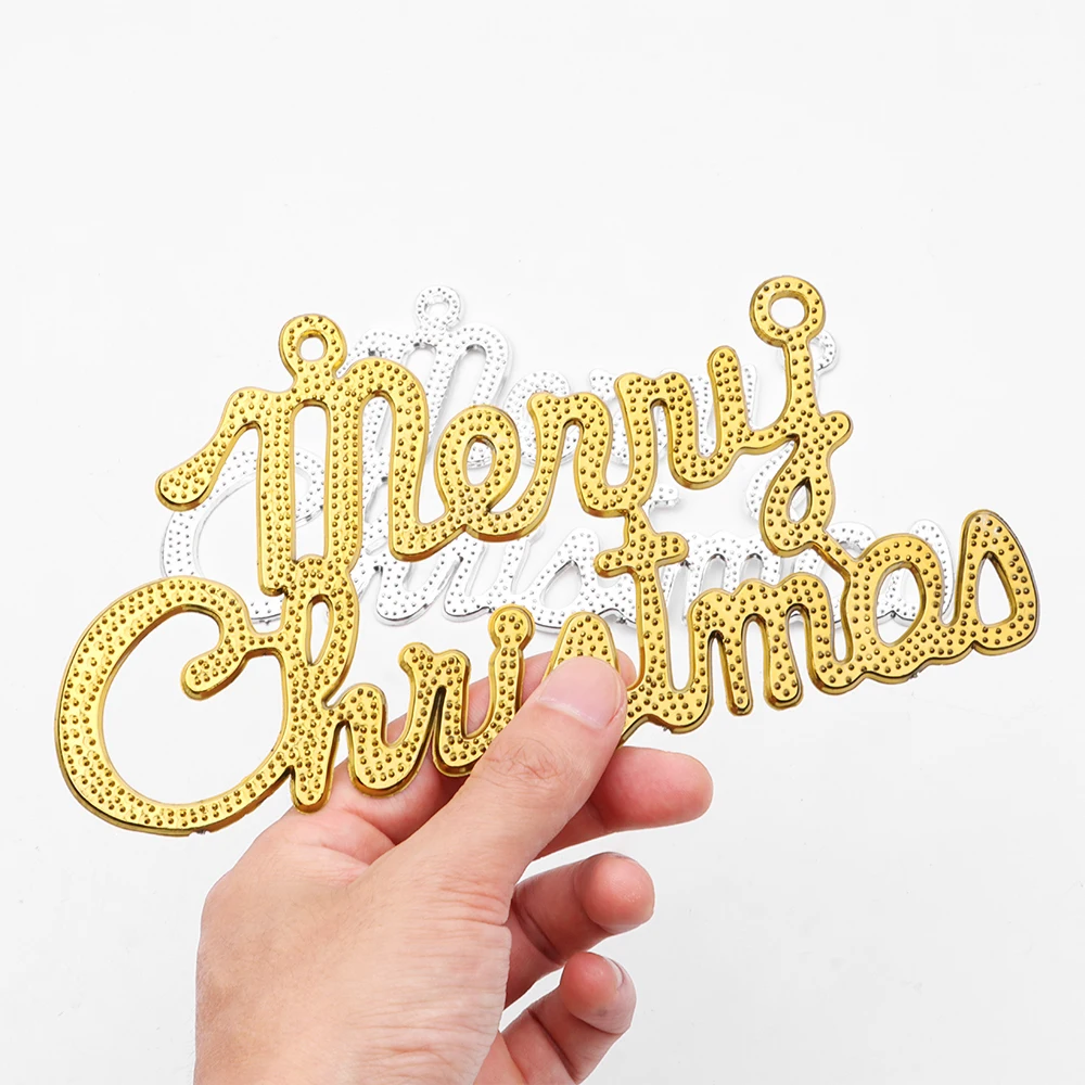 Christmas Decoration Plastic Merry Christmas Pendant Hanging English Letter Pendant Xmas Tree New Year Decor Ornaments 1/10Pcs