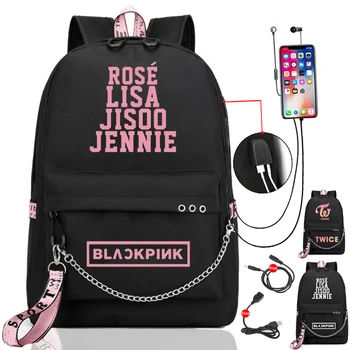 

Kpop BLACKPINK Backpacks For School Teenagers Girls Nylon Waterproof Chain Letter Bags Women Travel Backpacks College Student