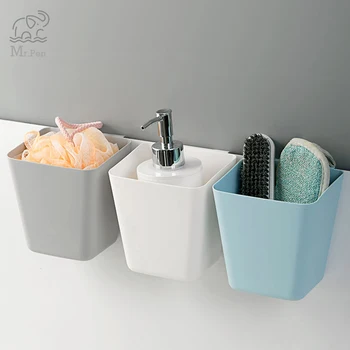 

Wall-mounted Storage Bucket Pen Pencil Holder Makeup Brush Holder Student Desk Office Stationery Organizer Storage Box
