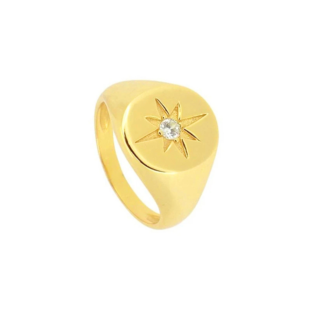 925 Sterling Silver Rings For Women Round Eight-Pointed Star Zirconia Diamond Ring Anel Masculino Luxury Jewelry Gift