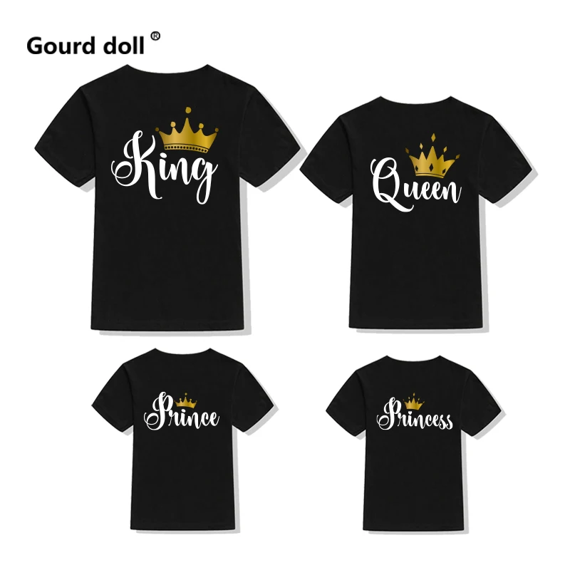 Family Matching Clothes tshirt Funny Daddy Mommy Casual Father KING QUEEN Letter Son Mother and Daughter Tshirts Baby and Me Top matching outfit