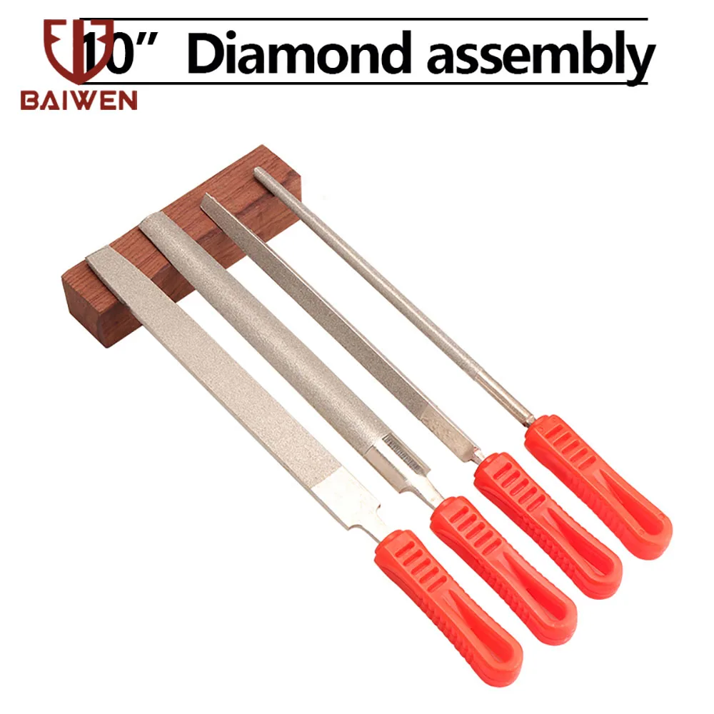 250mm 10'' Diamond Flat/Half Round/Round/Triangle Files Stone Jade Ceramic Glass Art Craft Tools Diamond Filing Grinding Tool