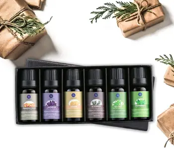 

Lagunamoon Any 6pcs/Gift Set With Box 10ML Pure Essential Oils Humidifier Aromatherapy Tea Tree Rose Sandalwood Mint Oil