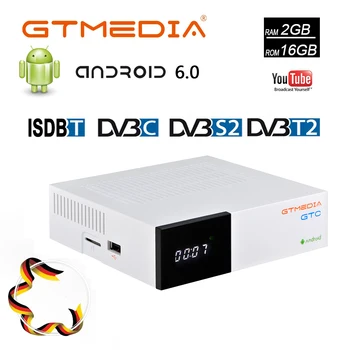 

GTMEDIA GTC Android TV BOX DVB-S2 DVB-T2 Cable ISDBT Amlogic S905D 2GB RAM 16GB for Europe Support m3u Set Top Box