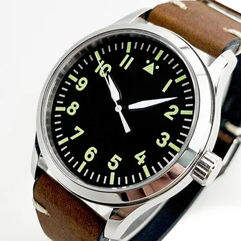 

Automatic mechanical watch men military pilot Miyota 8215 or sea gull sapphire crystal 42mm leather male wrist clock flieger uhr