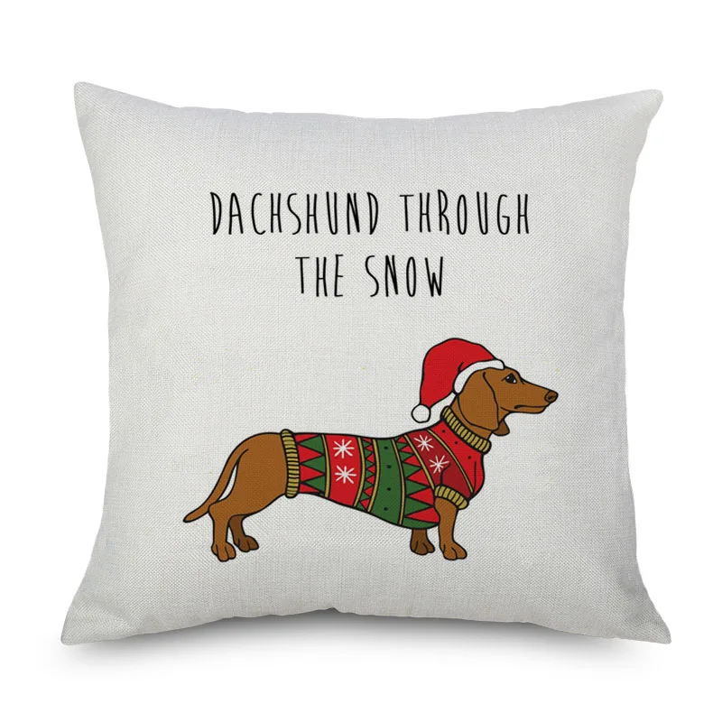 Merry Christmas Dachshund Колбаса Собака наволочка ручная роспись подушка для собак Чехлы для дивана бросок декоративное постельное белье Наволочка - Цвет: F