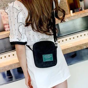 

Mini Crossbody Bags Ladies Fashion Women Pure Color Corduroy Zipper Soft Crossbody Bag Phone Bag Shoulder Bag schoudertas dames