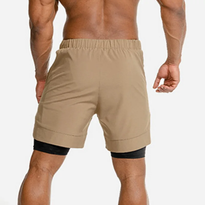 Promotion Men's Casual Shorts 2 in 1 Running Shorts Quick Drying Sport Shorts Gyms Fitness Bodybuilding Workout Built-in Pockets Short Men