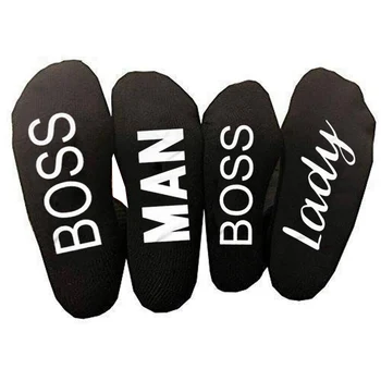 

New Autumn Harajuku Cotton Casual Short Socks Summer English Letters BOSS MAN Lady Funny Socks For Women Female Sox