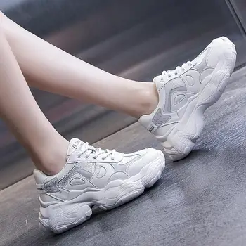 

CINESSD White Shoes Sneakers 2020 Spring Wedges Shoes For Women Fashion Women Casual Shoes Comfortable Platform Sneakers Ladies