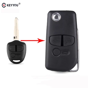 

KEYYOU 3 Buttons Modified Flip Remote Car Key Shell Case For MITSUBISHI Pajero Triton Lancer Evo Auto Car Key Case Left Blade