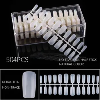 

Clear/Beige Color Beauty 504 Pcs Pleated Non-trace False Nail Droplet Tips Artificial Fake Nails Art Acrylic Manicure Tools L305