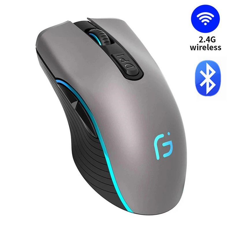 Rechargeable Computer Mouse X9 Dual Mode Bluetooth 4.0 +2.4Ghz Wireless Mause 2400DPI Optical Gaming for PC Laptop