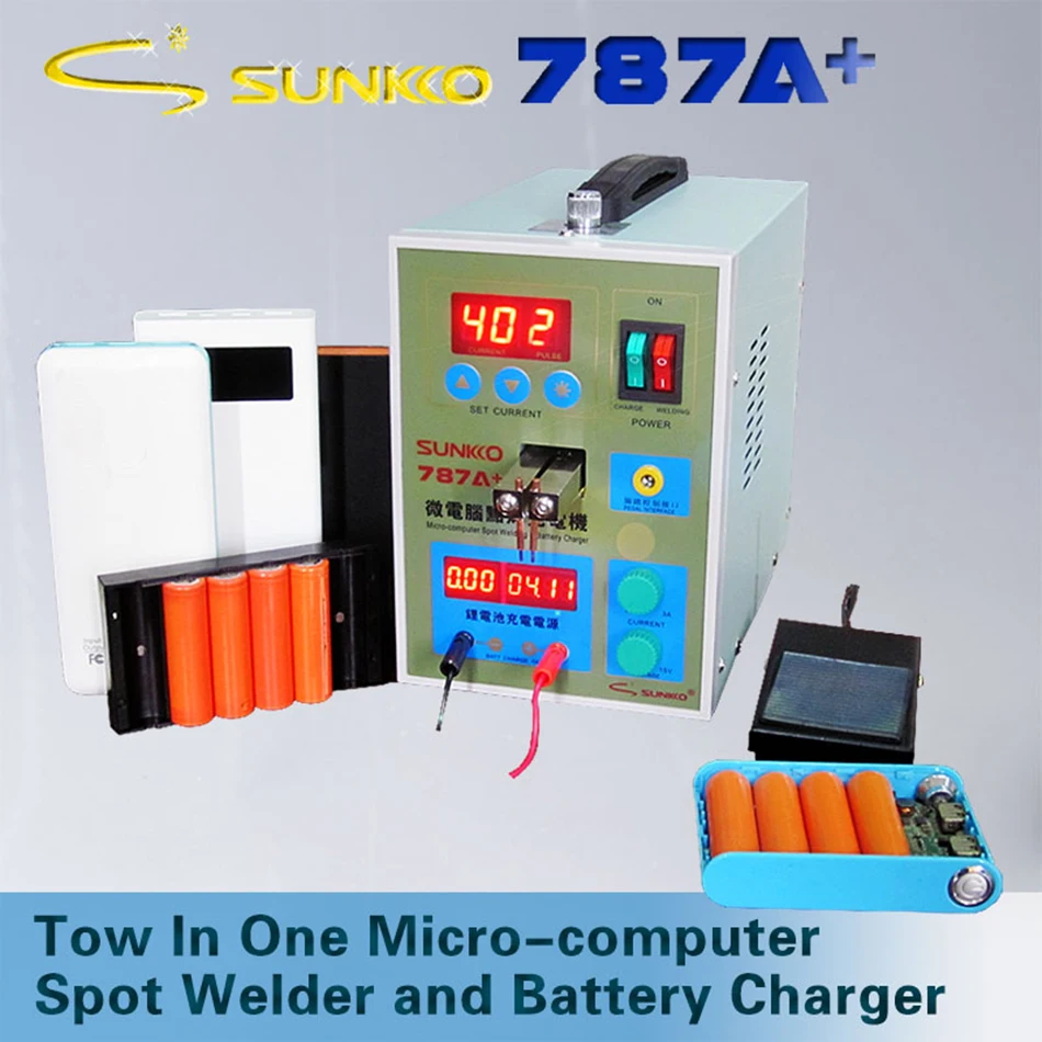 SUNKKO 787A+ точечный сварщик 18650 литиевая батарея тест и зарядка 2 в 1 двойной импульсный прецизионный точечный сварщик
