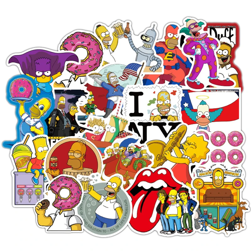 

100pcs Funny Anime Cartoon Simpsons Graffiti Stickers For Car Moto & Suitcase Cool Laptop Stickers Skateboard Kids Stickers F3