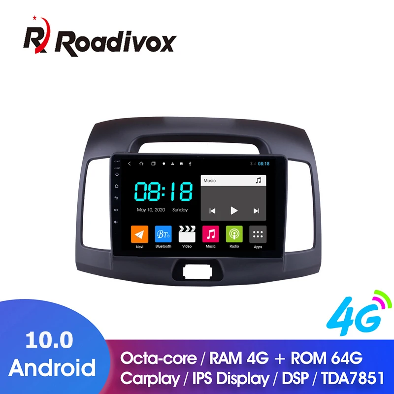 Автомобильный DVD-плеер 9 дюймов Android 10 0 ОЗУ 4 Гб ПЗУ 64 ГБ для HYUNDAI ELANTRA 2011-2016