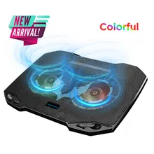 PopuPine Gaming Laptop Kühler mit 2 Ruhig Große Fans, RGB 7 Farbe Licht Ändern Tragbare USB Laptop Cooling Pad 11 zu 15,6 Zoll