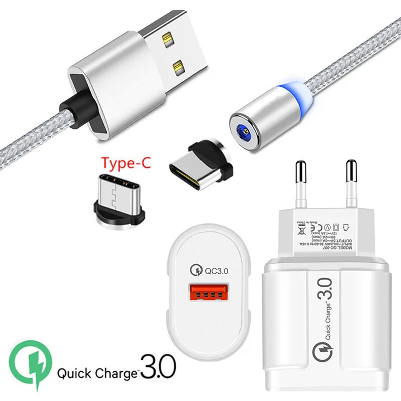 Магнитный USB QC 3,0 быстрое зарядное устройство huawei P30 Y9 Prime P Smart Z type C Магнитный провод зарядки для samsung Galaxy S9 A70 A40 M30S
