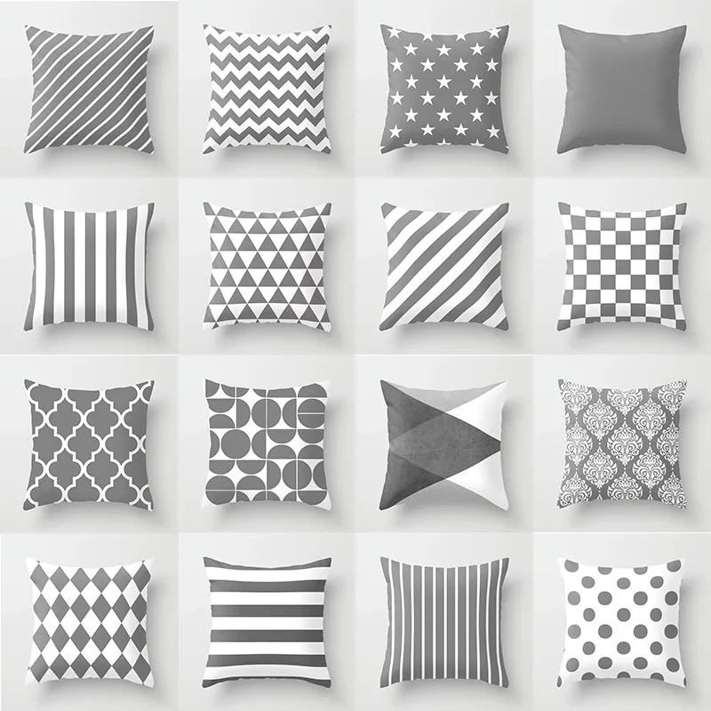 Grey Geometric Cushion Cover Polyester Throw Pillowcases Car Sofa Bed Decorative Pillow Case Minimalist Style Modern Home Decor | Дом и сад