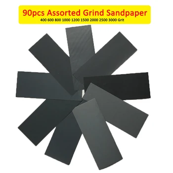 

90pcs Assorted Grind Sandpaper Water/Wet Abrasive Sandpapers Waterproof 3.6inch 400 600 800 1000 1200 1500 2000 2500 3000 Grit