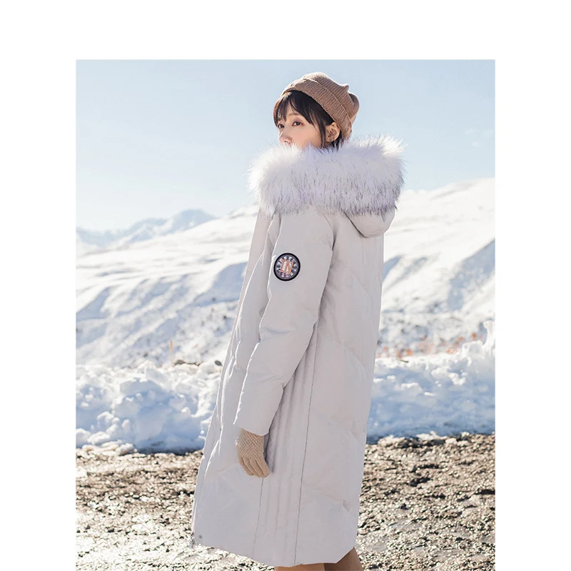 INMAN Winter New Arrival Embroidery Hooded Solid Warm Women Long Down Coat