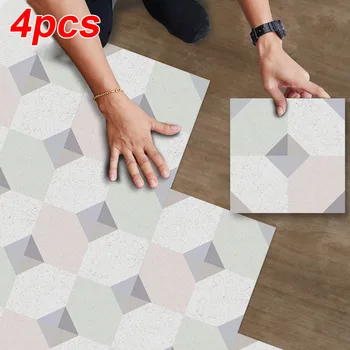 

4pcs PVC Floor Wall Stickers 30x30cm Thick Wear Resistant Waterproof Wall Mounted Stickers Home Floor Decor