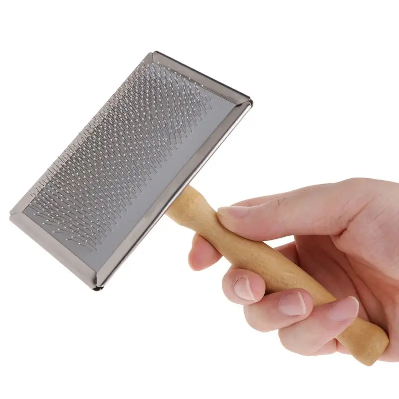 Pettine Per Toelettatura Per Animali Domestici Spargimento Dei Capelli Rimuovere La Spazzola Manico In Legno Slicker Dog Cat Supply