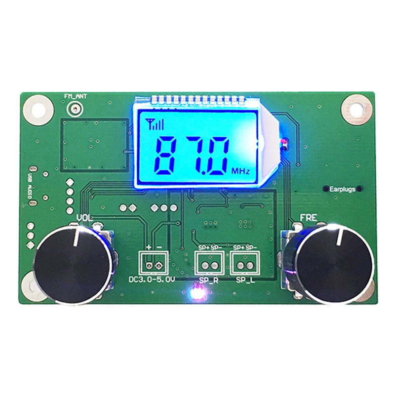 Wireless FM Radio Receiver Module 87.0MHz-108.0MHz Frequency Modulation DIY Digital Radio Receiver Board LCD Display 3V-5V