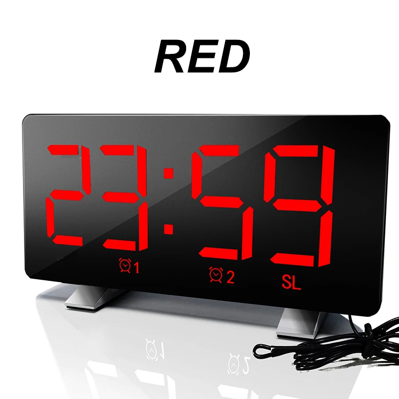 Цифровой Будильник FM радио светодиодный часы многофункциональные Повтор Дисплей время ночь настольная Светодиодная лампа для рабочего стола, двойные СИГНАЛЫ УСТАНОВКА - Цвет: Красный