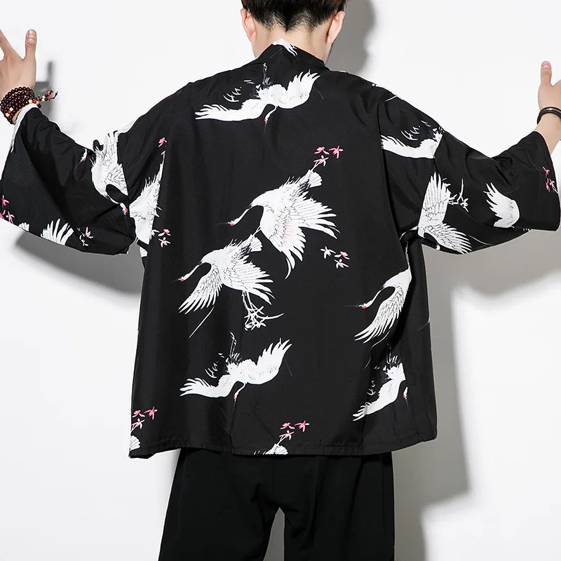 6 цветов традиционное японское кимоно пальто для мужчин хлопок Haori Yukata человек модный принт летний солнцезащитный крем рубашка кардиган - Цвет: Color6