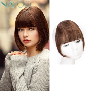 

Nayoo Clip In Hair Bangs Hairpiece Synthetic Fake Bang Hair Piece Clip In Hair Extension Air Bangs Clip on Bangs Black Brown
