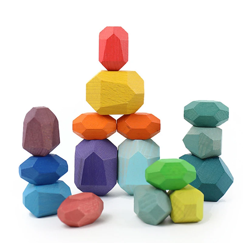 

Wooden Building Blocks Toy Color Beech Wood Stone Jenga Children Stacking Game Adult Educational Toy Nordic Style Ornaments Gift