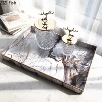 Nordic Marble Texture Storage Plastic Tray Fruit Food Teacup Home Storage Box Jewelry Necklace Display Tray Home Decoration 2