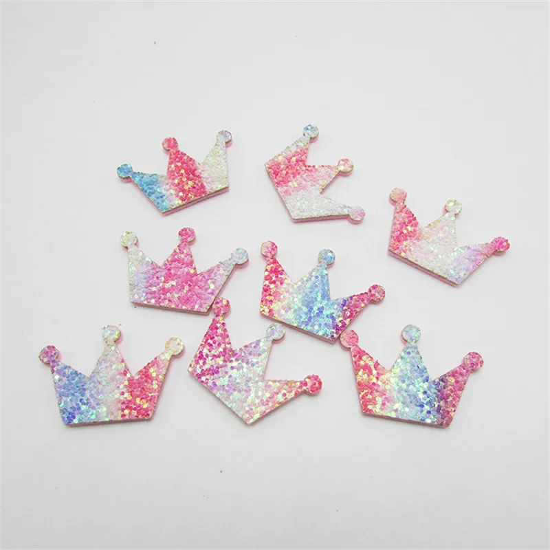 Crown 02 10-80 шт радужные блестящие звезды/Сердце/нашивки "Корона" аппликации DIY ремесленные принадлежности Basteln детские заколки для волос Аксессуары материал - Цвет: Crown 02