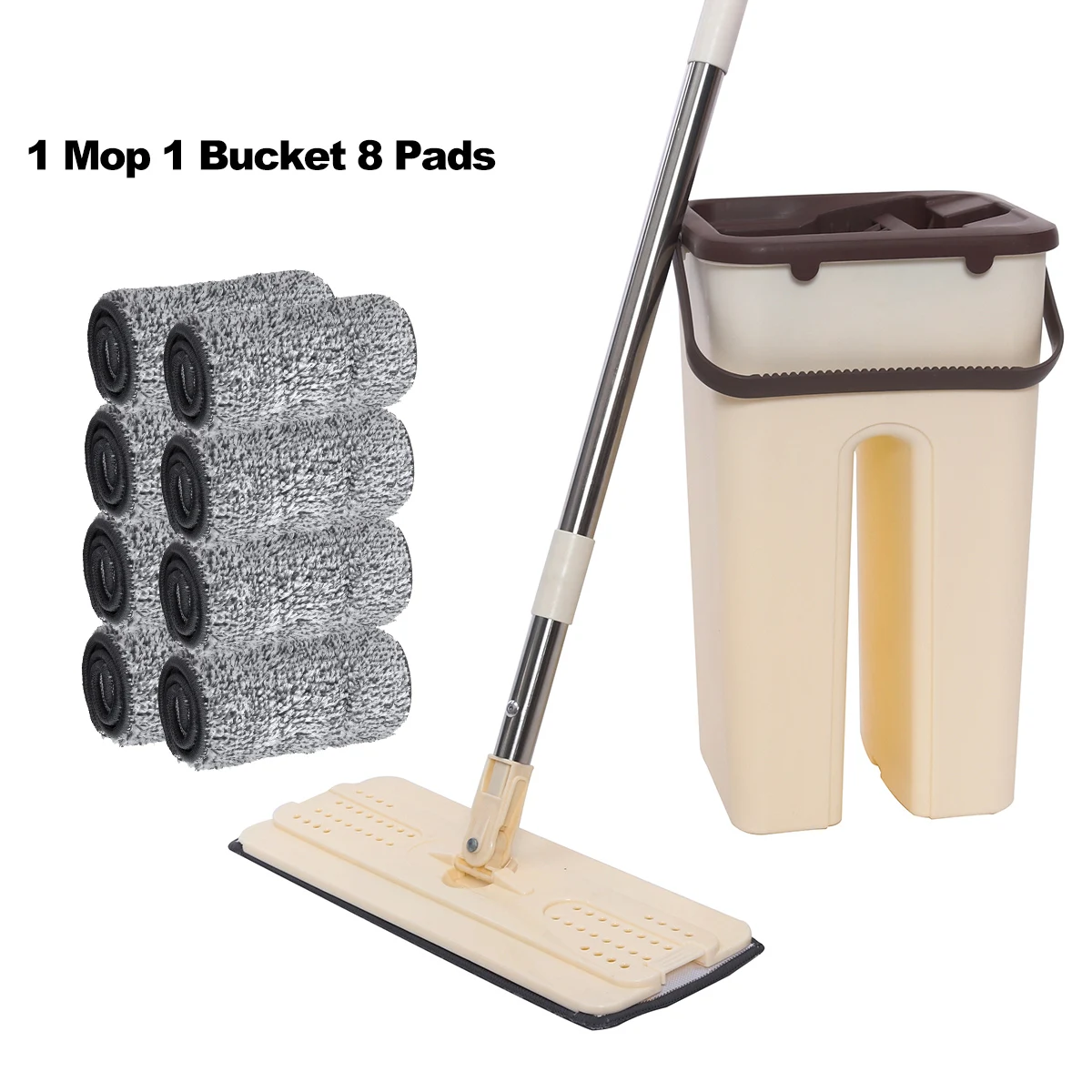 1 Mop 1 Bucket 8 Pad Плоская Швабра+ ведро+ подушечки для мытья пола без ручного отжима, мокрая сухая Швабра для домашнего использования, кухонные швабры для пола - Цвет: 1 Mop 1 Bucket 8 Pad