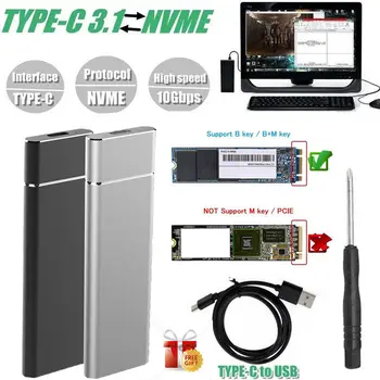 

New M.2 NGFF to USB 3.1 Type-C SATA SSD Hard Disk Converter Adapter Enclosure Case 10Gbps