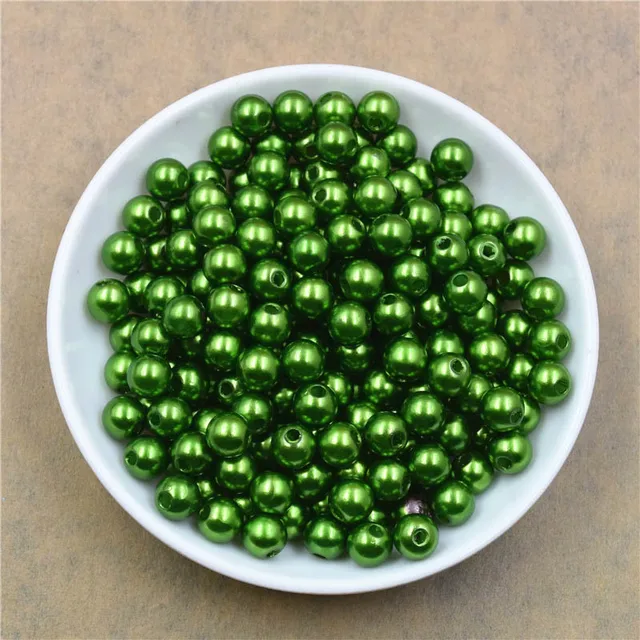 50-400Pcs/bag With Hole ABS Imitation Pearl Bead 4/6/8/10/12MM Round Plastic Acrylic Spacer Bead for DIY Jewelry Making Findings Green