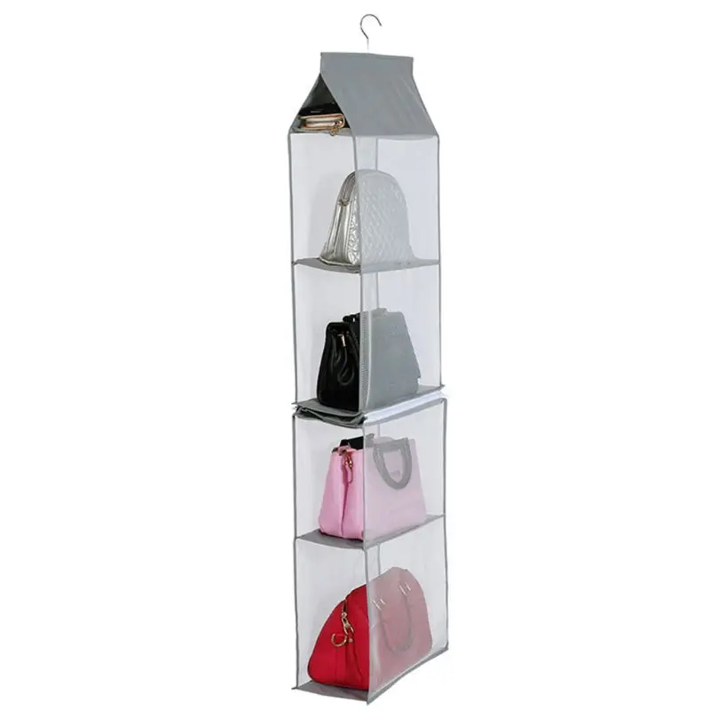 Серый Съемный 4 кармана висящий кошелек сумка-Органайзер для хранения шкаф - Цвет: Серый