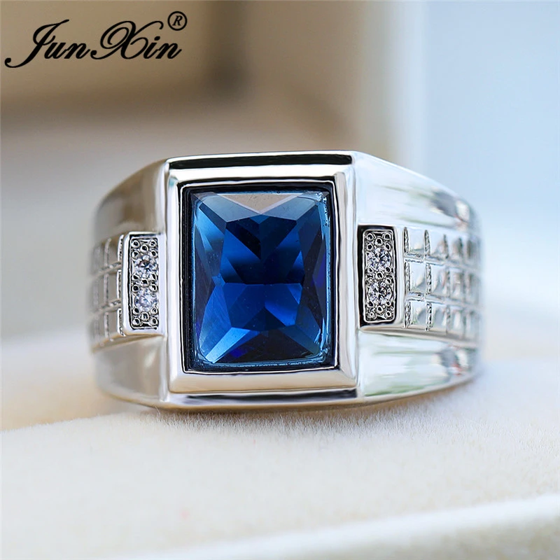 Anillo cuadrado de piedra hombre y mujer, joyería geométrica grande para hombre y mujer, Color plateado, anillo de compromiso de boda Vintage, joyería CZ|Anillos| - AliExpress