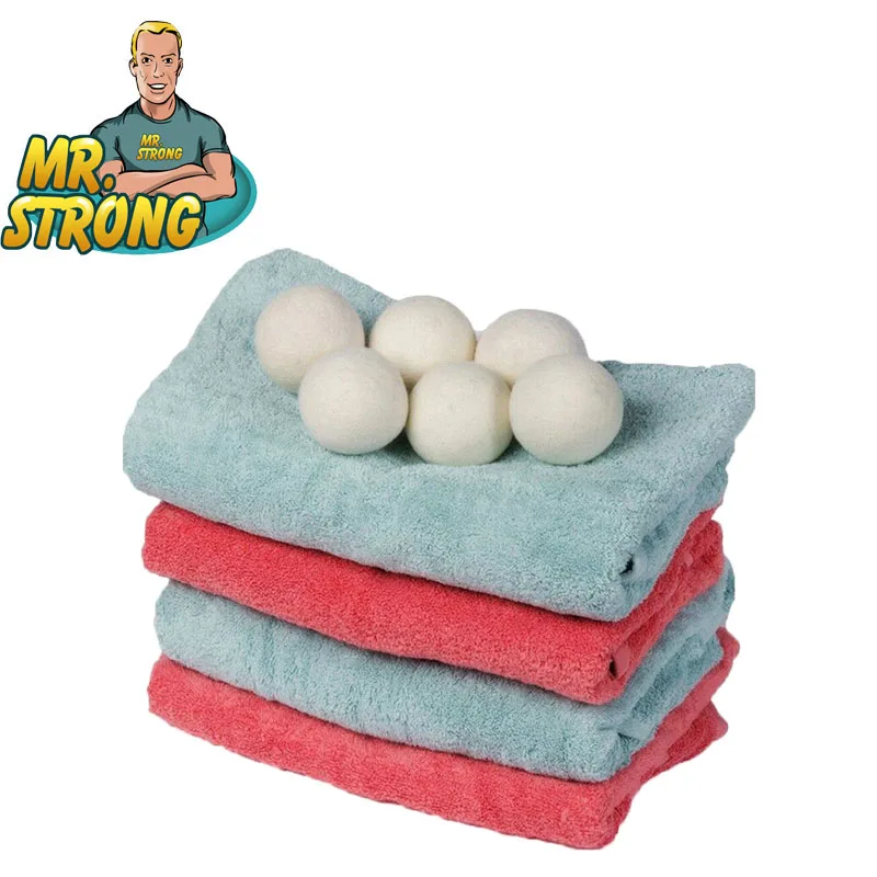 

MR STRONG 6pcs/pack Laundry Clean Balls Reusable Natural Organic Laundry Fabric Softener Balls Premium Organic Drying Balls Wool