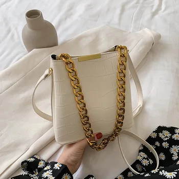 

Bag female 2020 new wave fashion texture soft chain women's shoulder bag messenger wild casual high-grade texture bucket bag
