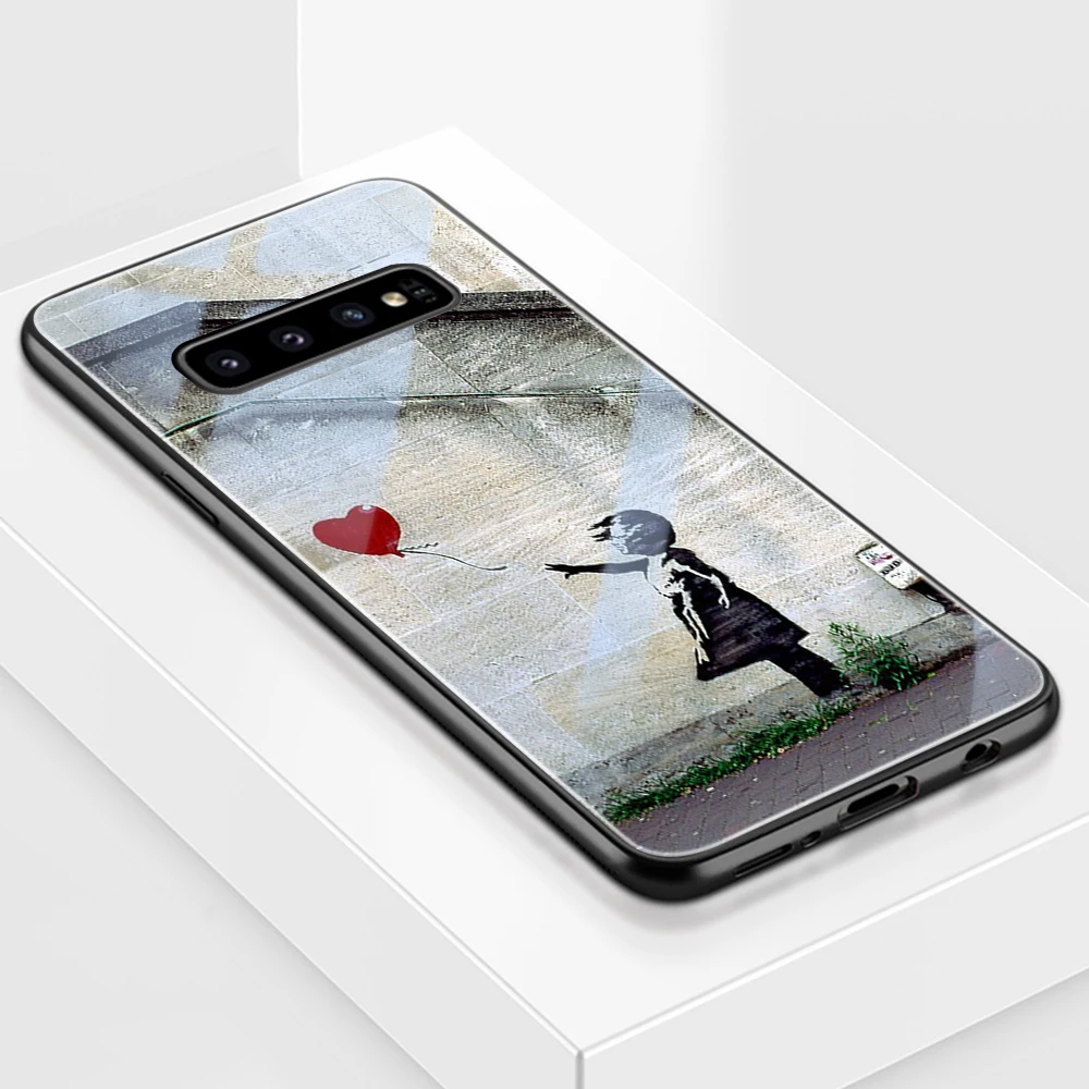 Banksy Art Glass Case for Samsung Galaxy S21 A51 S20 A50 A71 A70 S10 S9 S8 A21S M31 S10e A20 A30 Note 20 10 9 8 Lite Plus Ultra