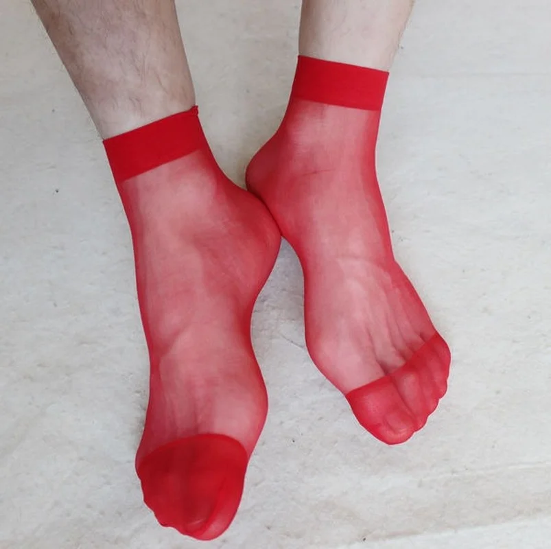 

Men's short tube stockings men's socks ultra-thin red men's pure silk multicolor boat socks ultra short tube men's stockings
