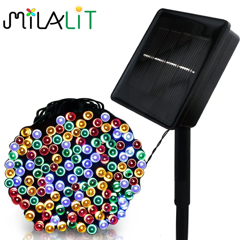 100LED Solar Star Christmas Decor Tree Globe Auto Wedding Shiny String Light Building Decorative Outdoor Lamps for Holiday Party | Лампы и