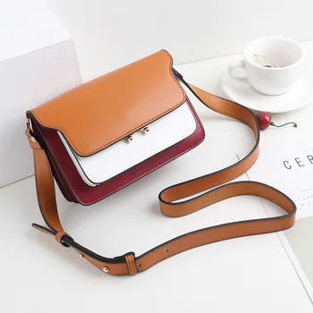 

2020 New Style Messenger Bag All-match Atmosphere Retro Shoulder Bag Genuine Leather Contrasting Color File Holder