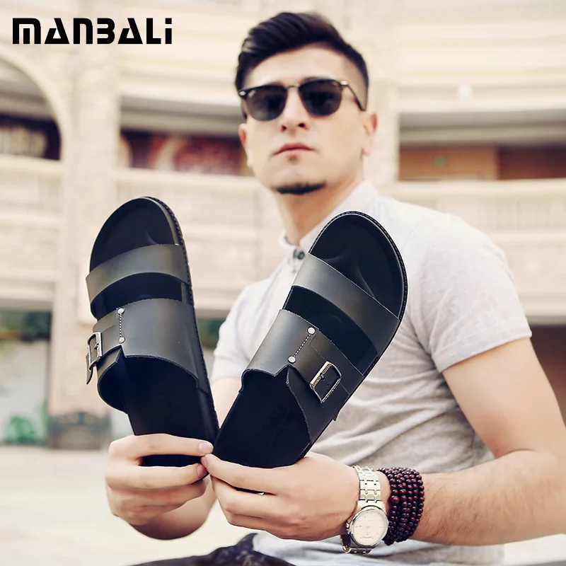 

Diffuse Bali 2019 New Style Summer Korean-style Men's Slippers Single-strap Slipper Men Sandals Female Genuine Cowhide Anti-slip