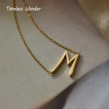 

Timeless Wonder Titanium initial M Chains Necklace Women Stainless Steel Jewelry Gothic Boho Ins Kpop Punk Trendy Versatile 2413