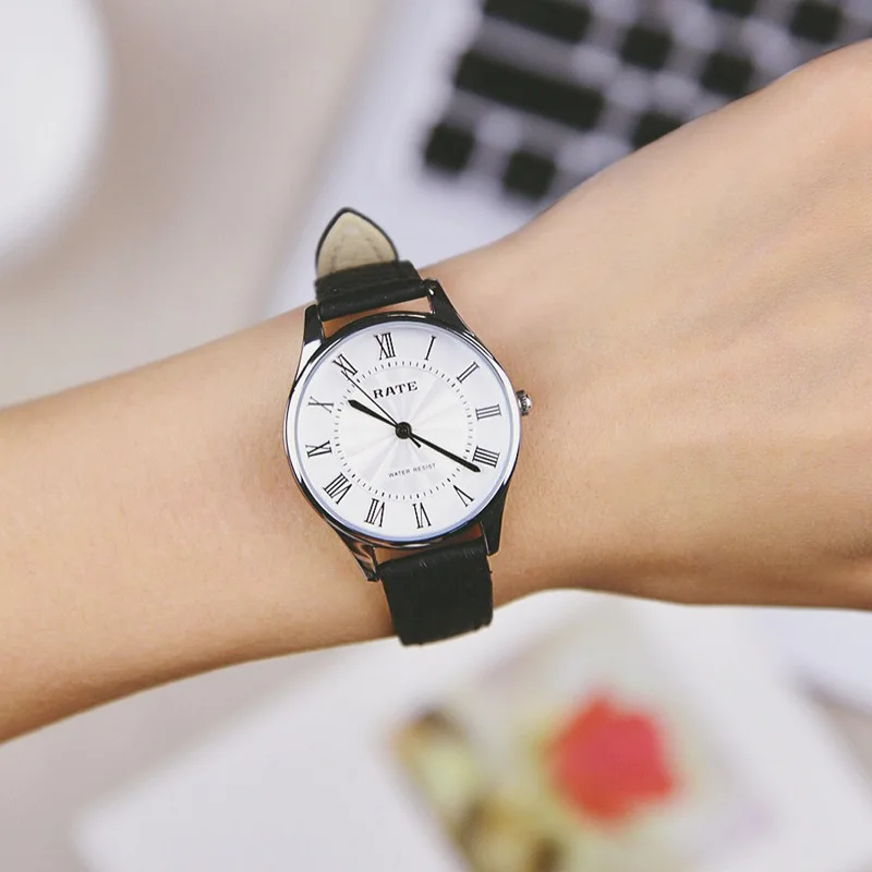 

Leite Rate Genuine Product Retro Literature And Art Rome Measuring COUPLE'S Leather Belt Students Watch Japan Movement Man's And