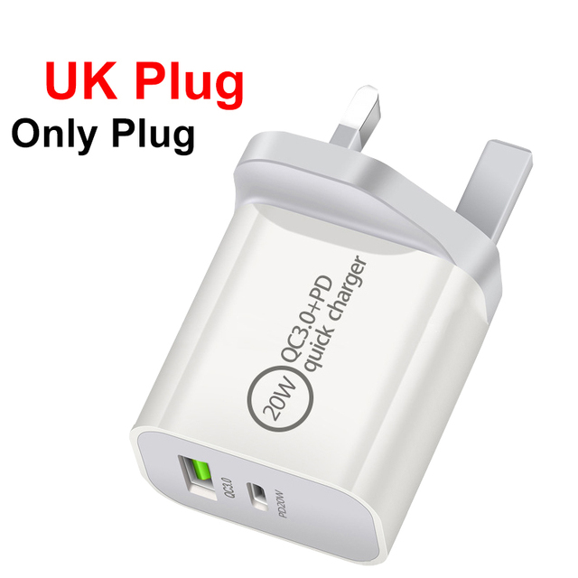 Phone Charger USB Adapter Dual USB Charging US EU AU UK Plug Travel Charger 20W Fast Charger for Iphone13 Samsung HUAWEI